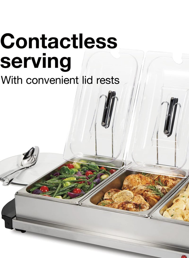 HEROCKX Electric Food Warmers  3 Section Buffet Warmer Adjustable Heat Easy Clean Stainless Steel Portable & Great for Parties Holiday & Events - Image 4